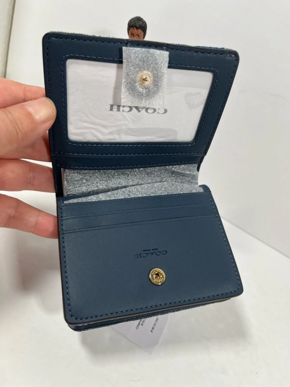 NWT Coach Snap Wallet In Loved Denim With Charm CEC35 - Picture 6 of 8